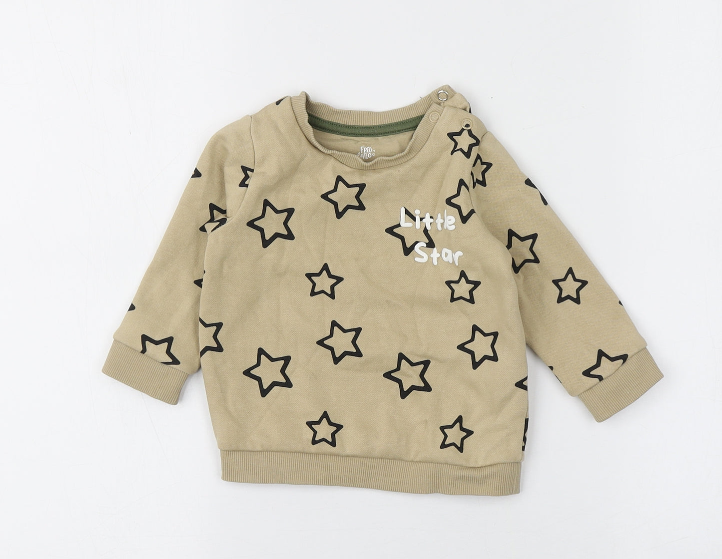 F&F  Beige  Cotton Basic Blouse Size 3-6 Months Round Neck