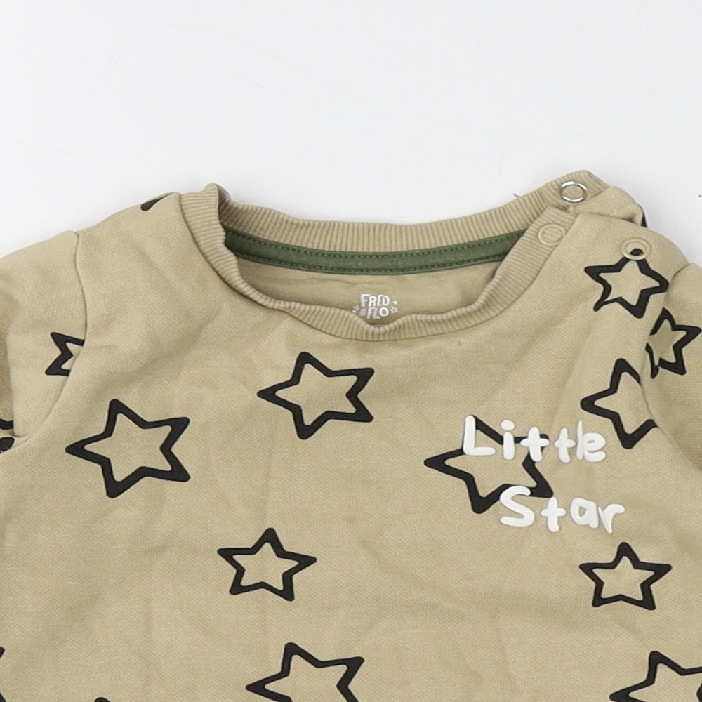 F&F  Beige  Cotton Basic Blouse Size 3-6 Months Round Neck