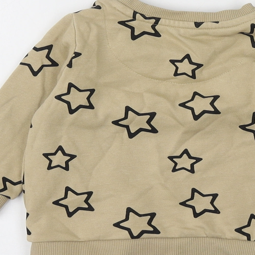 F&F  Beige  Cotton Basic Blouse Size 3-6 Months Round Neck