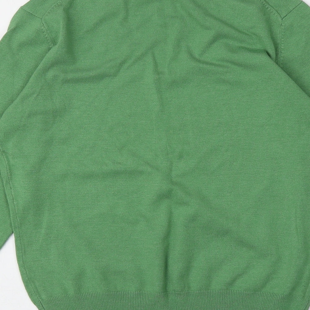 M&S Womens Green V-Neck  Viscose Pullover Jumper Size 14
