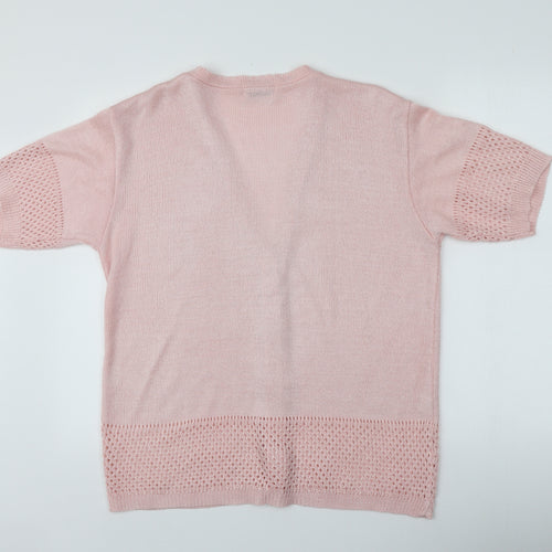 Cignal  Womens Pink V-Neck  Acrylic Cardigan Jumper One Size