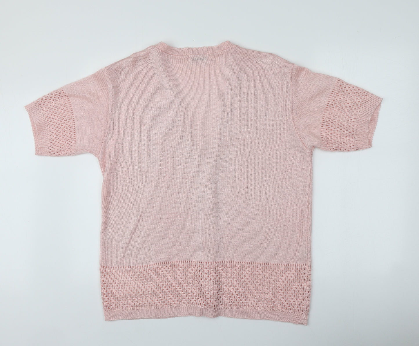 Cignal  Womens Pink V-Neck  Acrylic Cardigan Jumper One Size