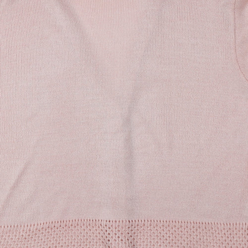 Cignal  Womens Pink V-Neck  Acrylic Cardigan Jumper One Size