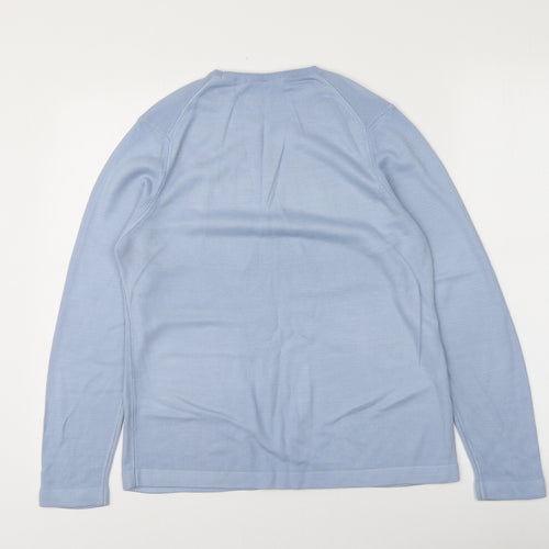 M&S Womens Blue Round Neck  Acrylic Pullover Jumper Size 12