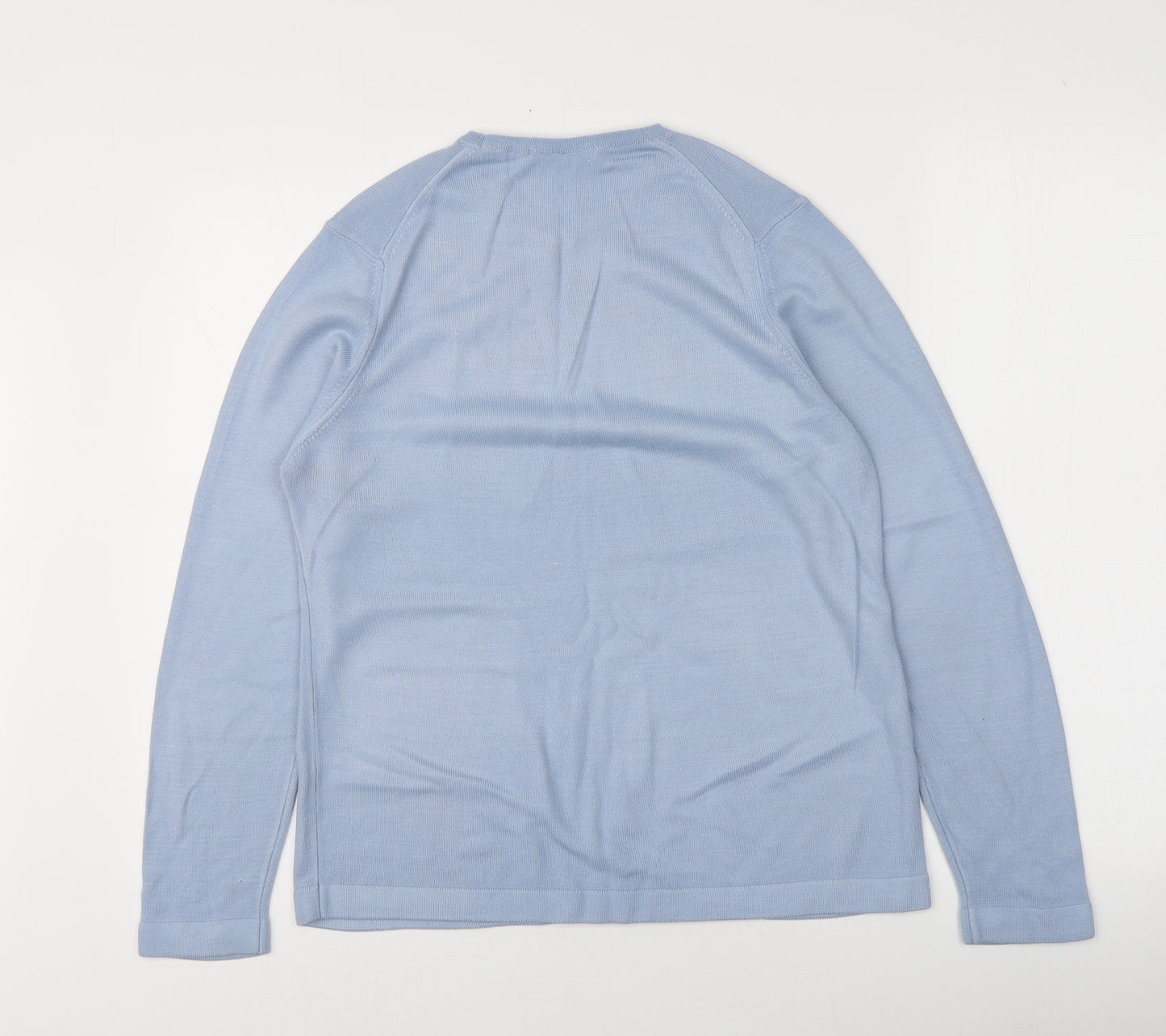 M&S Womens Blue Round Neck  Acrylic Pullover Jumper Size 12