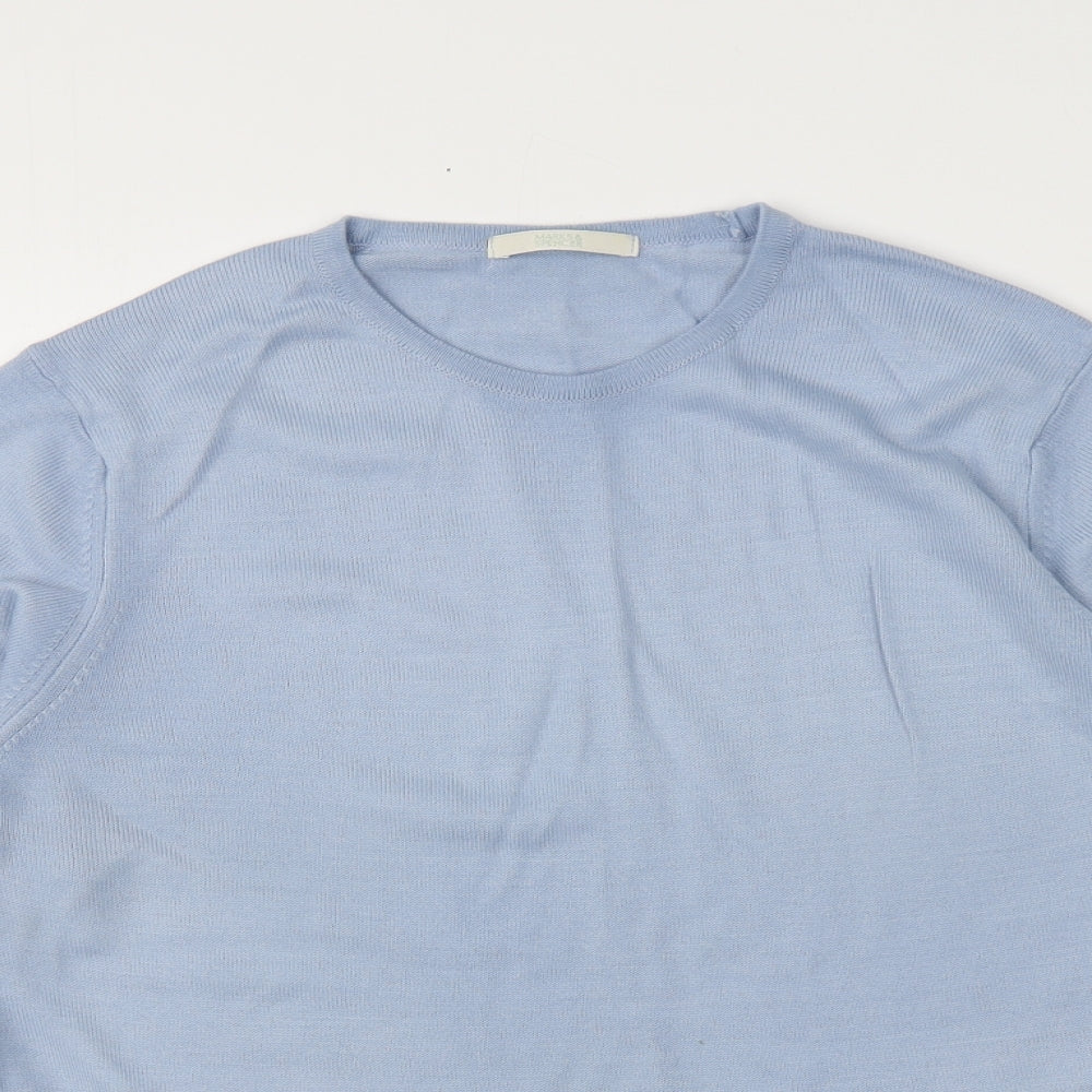 M&S Womens Blue Round Neck  Acrylic Pullover Jumper Size 12