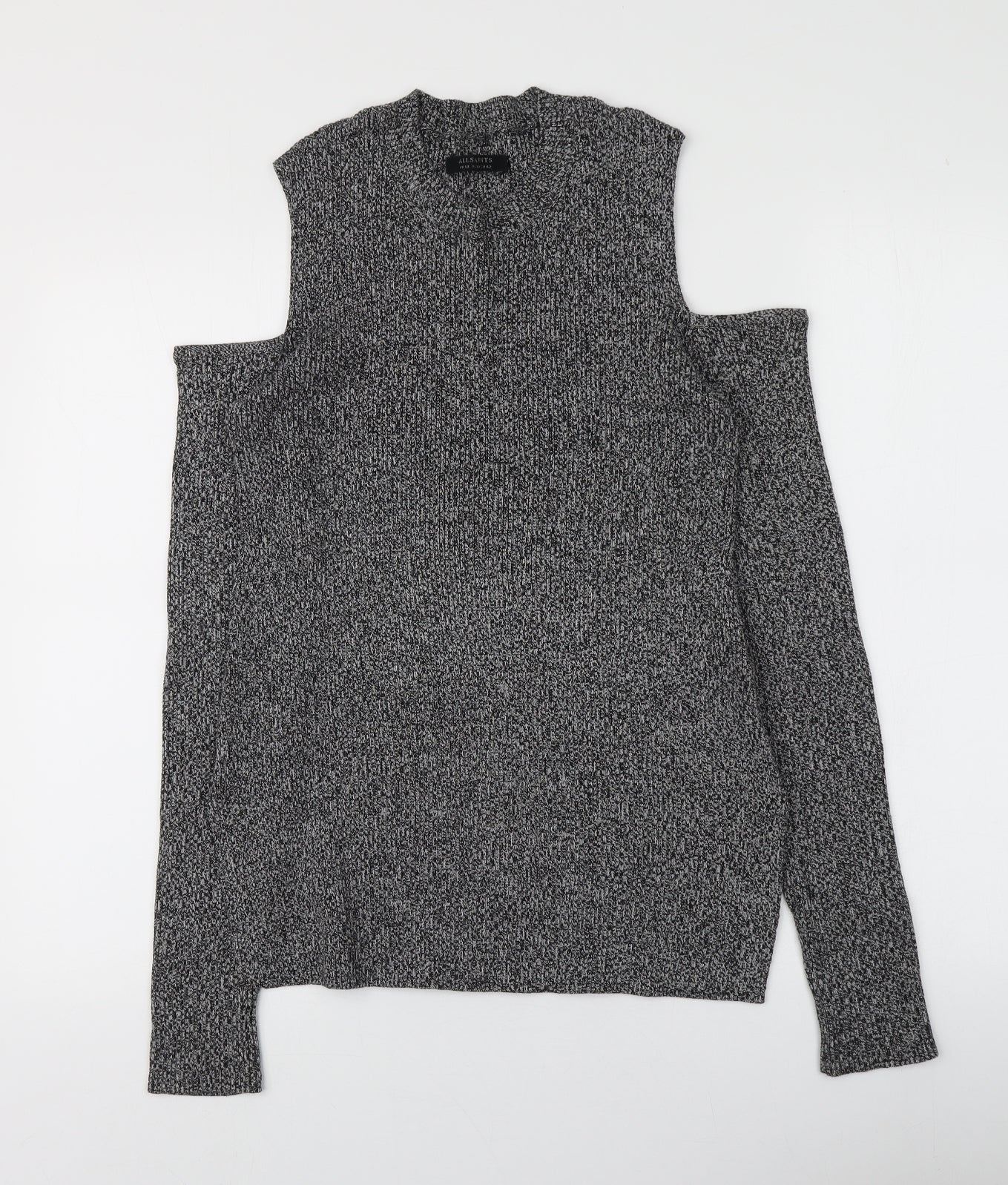 AllSaints Womens Grey Round Neck  100% Cotton Pullover Jumper Size 10