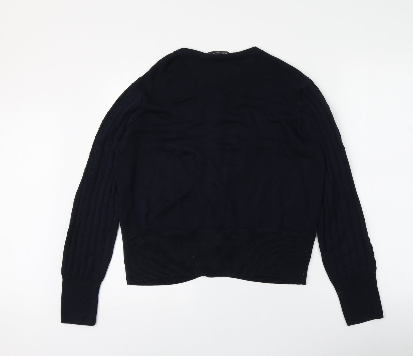 H&M Womens Blue Round Neck  Viscose Cardigan Jumper Size 14
