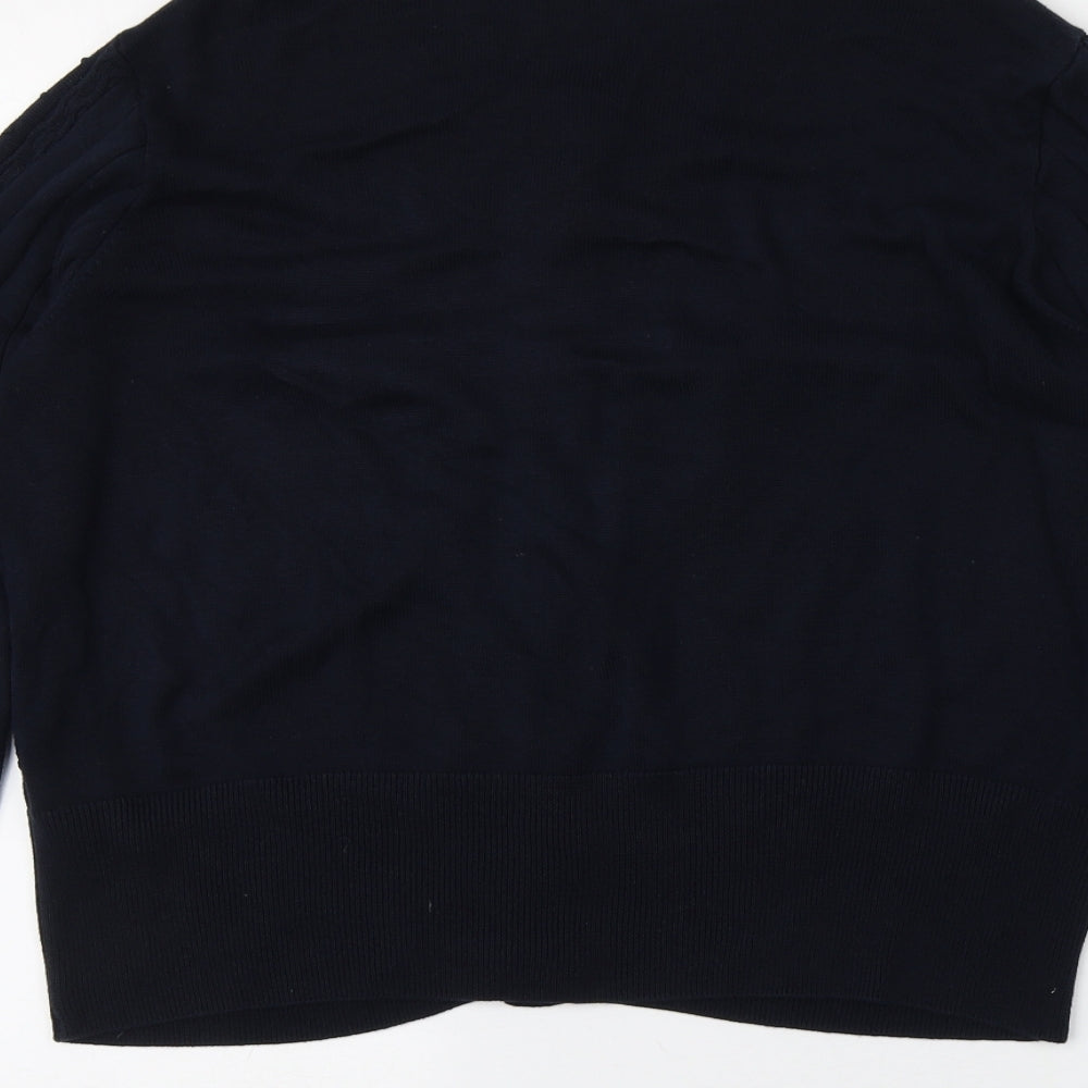 H&M Womens Blue Round Neck  Viscose Cardigan Jumper Size 14