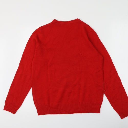 Avenue Womens Red Round Neck  Acrylic Pullover Jumper Size 8