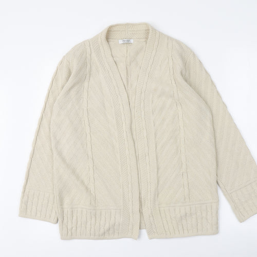 Berkertex Womens Beige V-Neck  Acrylic Cardigan Jumper Size 10