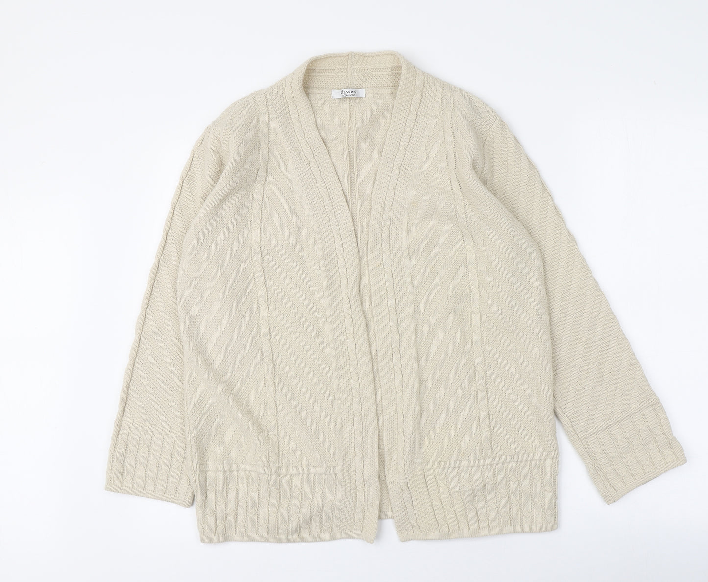 Berkertex Womens Beige V-Neck  Acrylic Cardigan Jumper Size 10