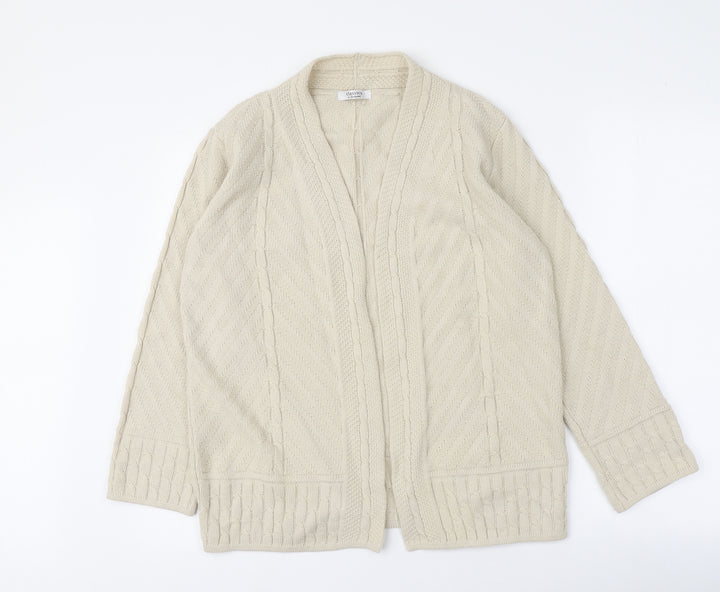 Berkertex Womens Beige V-Neck Acrylic Cardigan Jumper Size 10