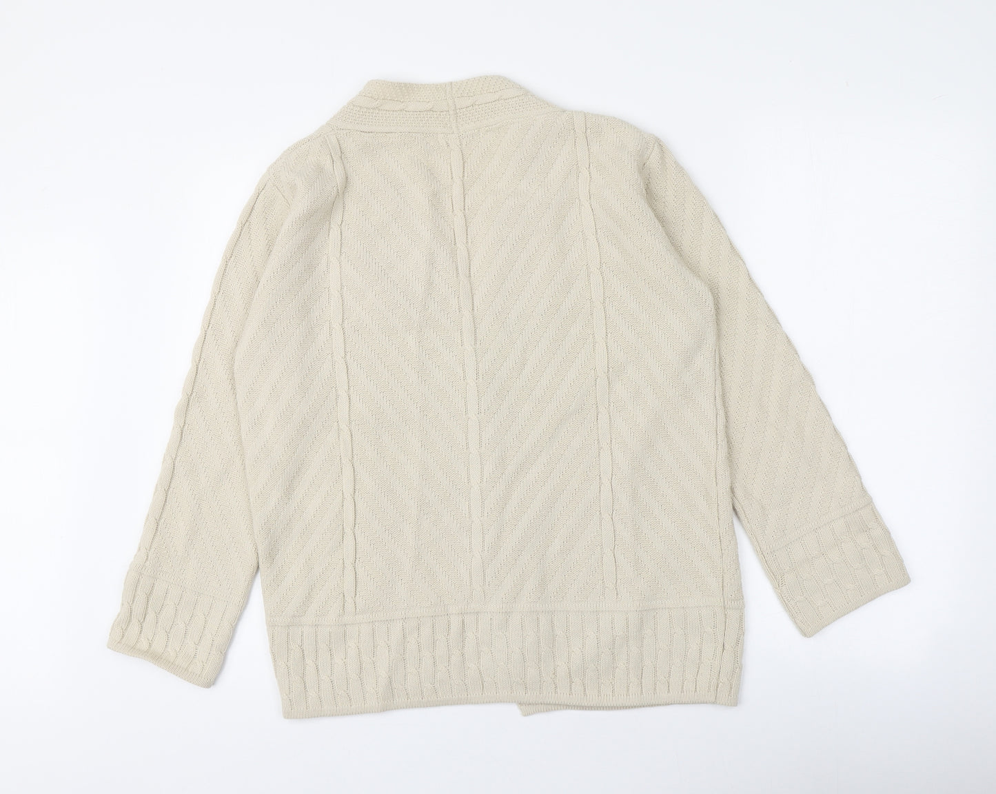 Berkertex Womens Beige V-Neck  Acrylic Cardigan Jumper Size 10