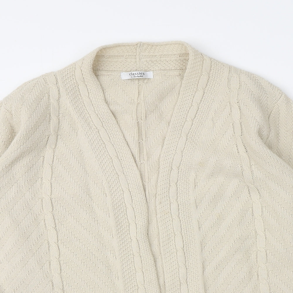 Berkertex Womens Beige V-Neck  Acrylic Cardigan Jumper Size 10