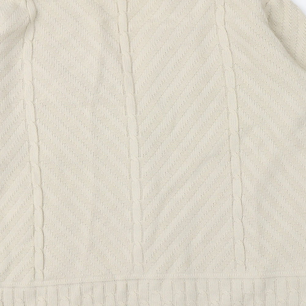 Berkertex Womens Beige V-Neck  Acrylic Cardigan Jumper Size 10
