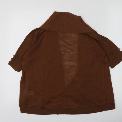Mills Womens Brown V-Neck  Acrylic Cardigan Jumper Size 8