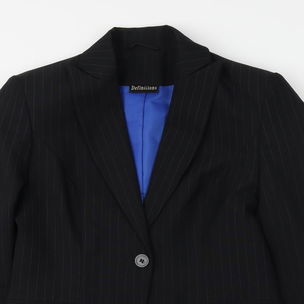 Definitions  Womens Black Striped  Jacket  Size 10