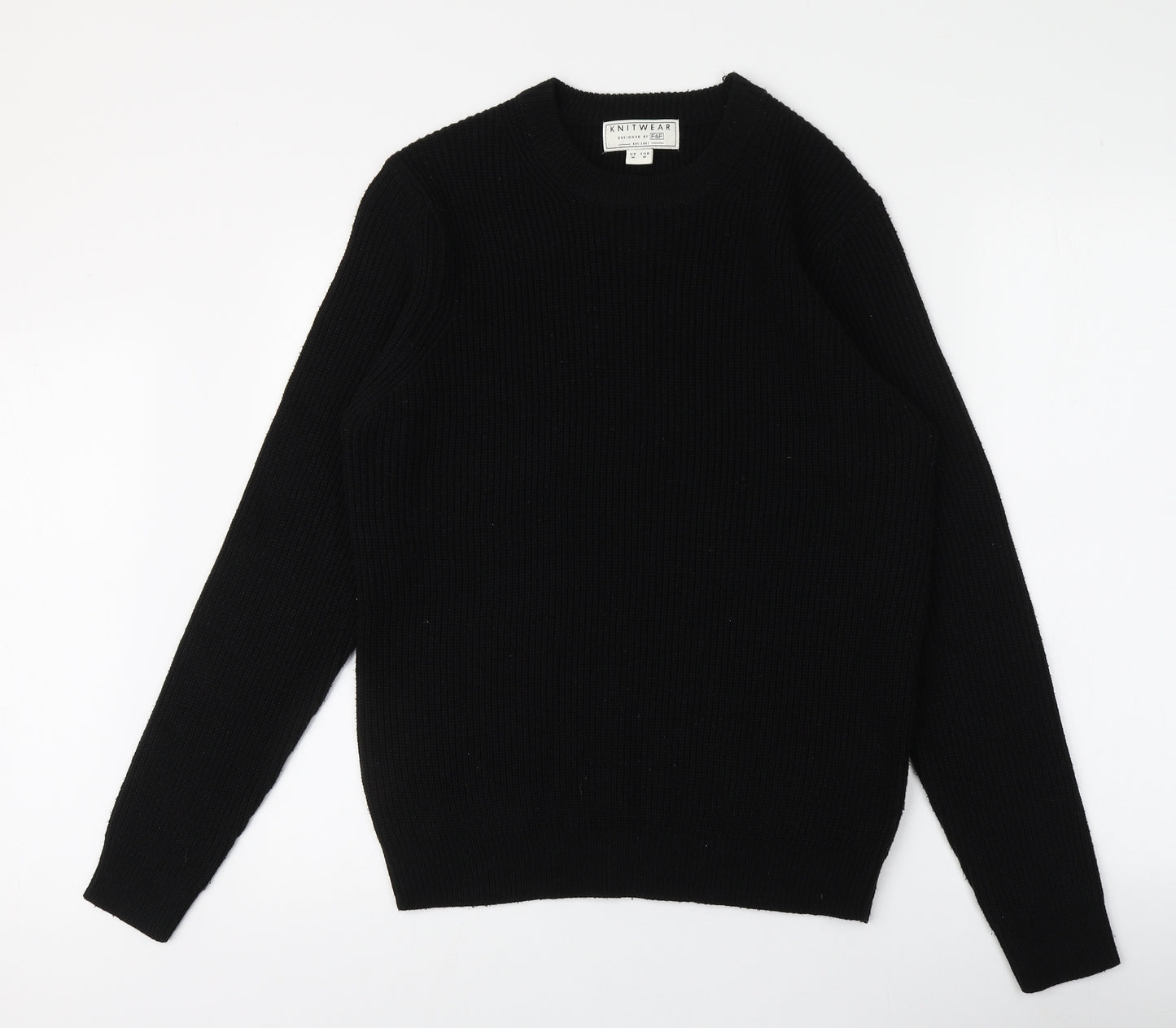 F&F Womens Black Round Neck  Acrylic Pullover Jumper Size 10