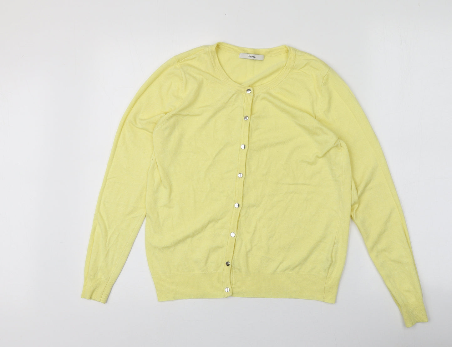 George Womens Yellow Round Neck  Viscose Cardigan Jumper Size 12