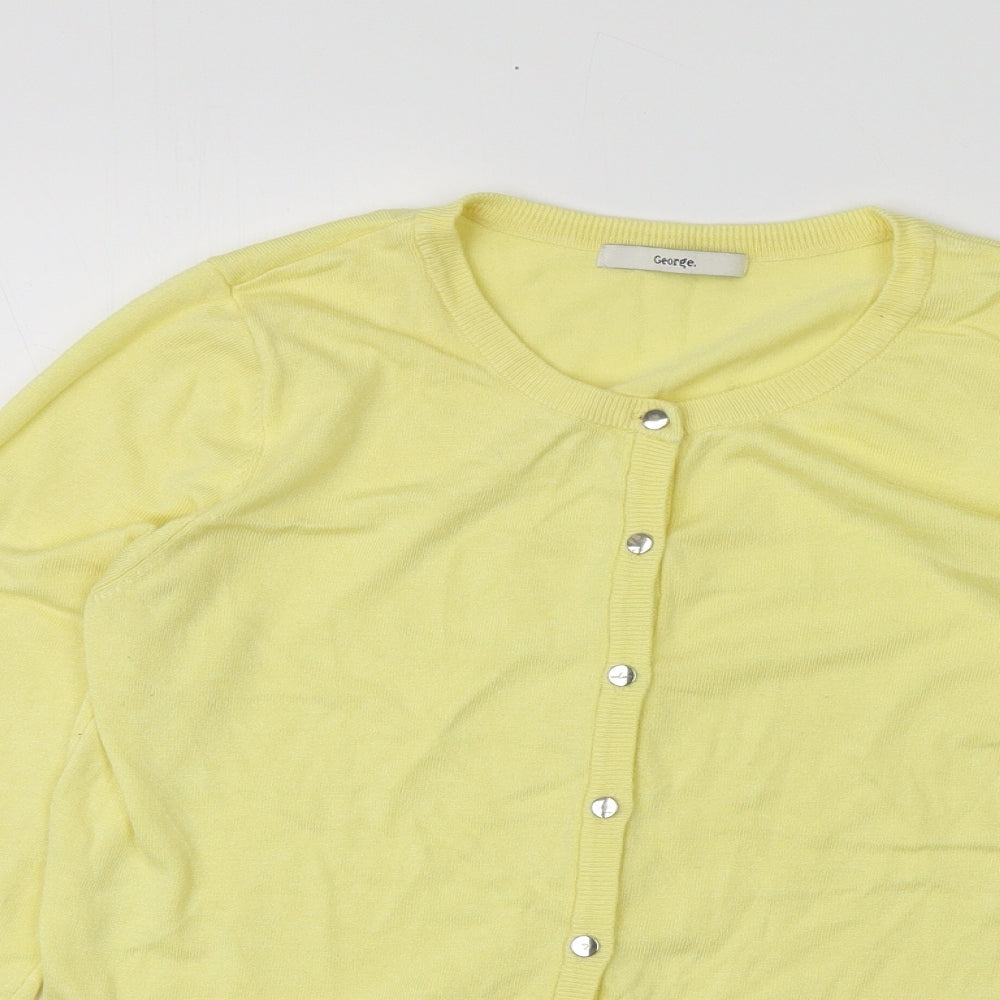 George Womens Yellow Round Neck  Viscose Cardigan Jumper Size 12