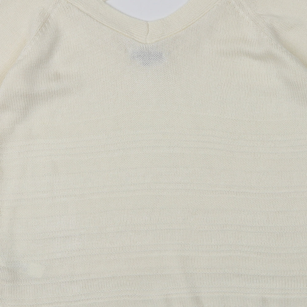 F&F Womens Ivory V-Neck  Acrylic Pullover Jumper Size 12