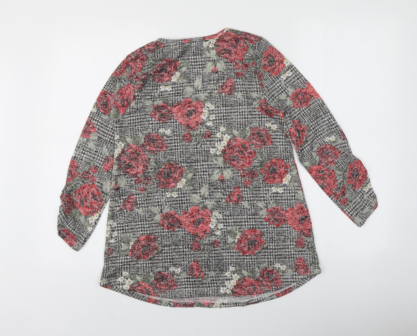 Absolutely Famous Womens Multicoloured Floral Polyester Basic T-Shirt Size 8 Round Neck