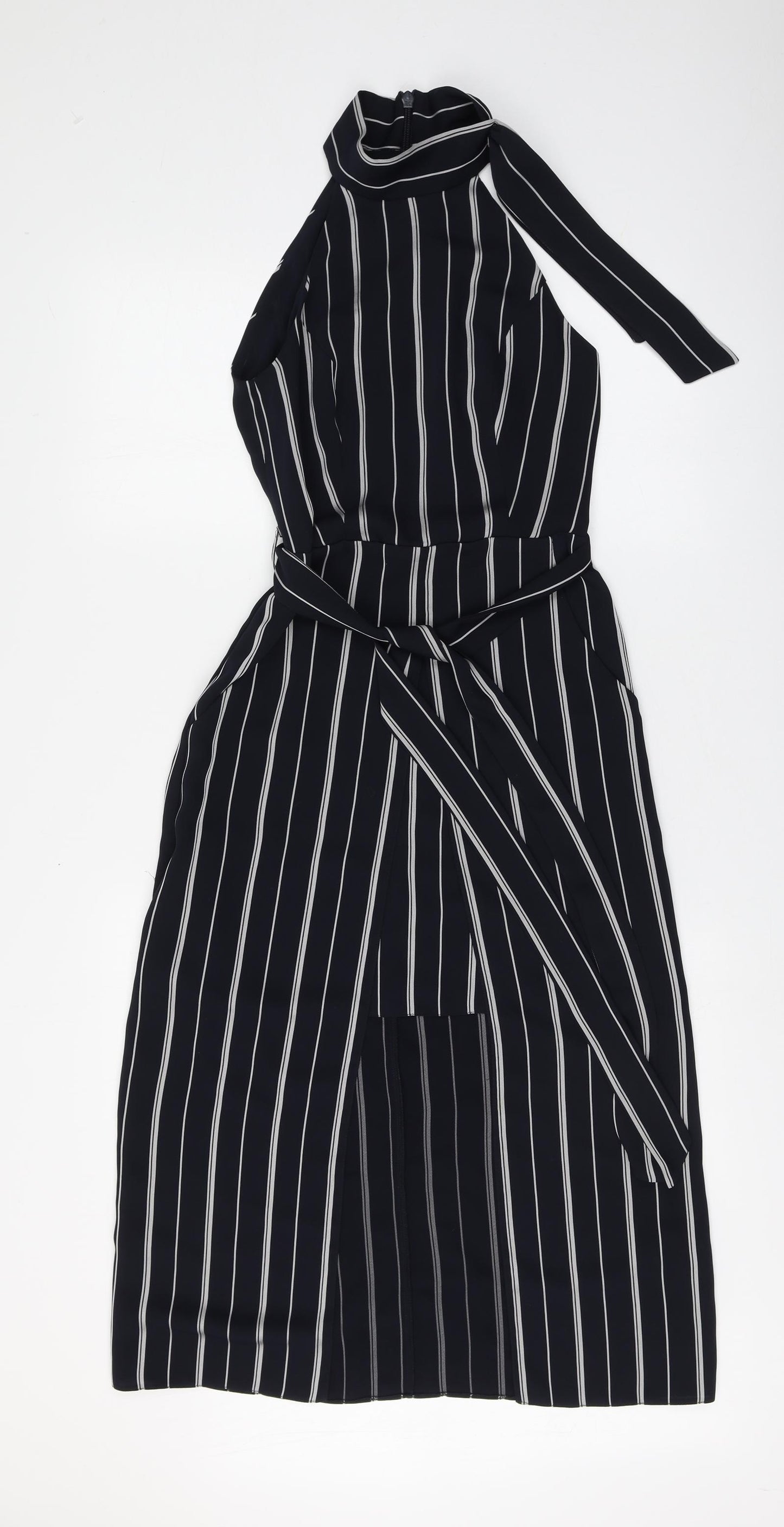 River Island Womens Blue Striped Polyester A-Line  Size 6  Halter