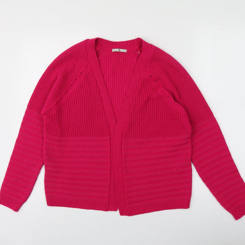 TU Womens Pink V-Neck  Acrylic Cardigan Jumper Size 12