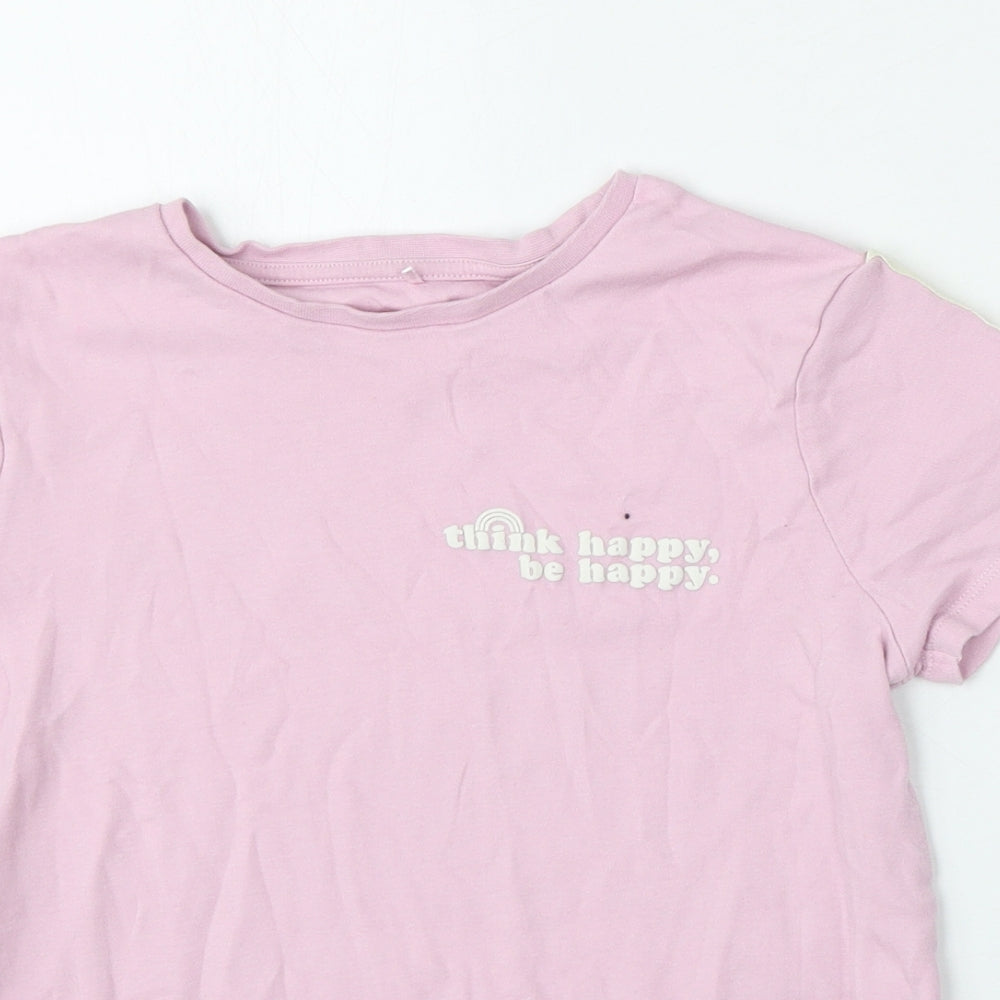 George Girls Purple  Cotton Basic T-Shirt Size 11-12 Years Round Neck
