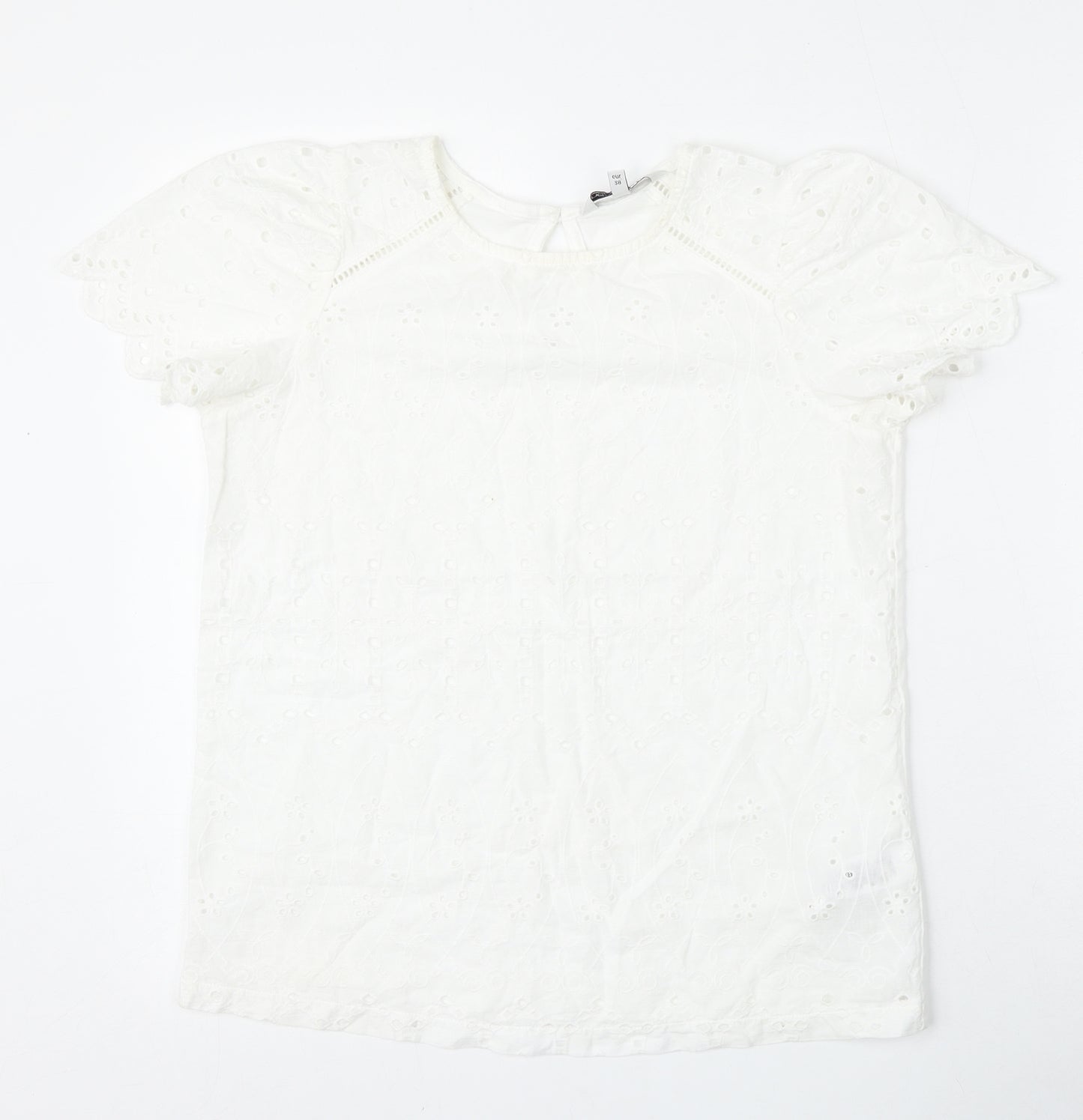 NEXT Womens White  Cotton Basic Blouse Size 10 Round Neck