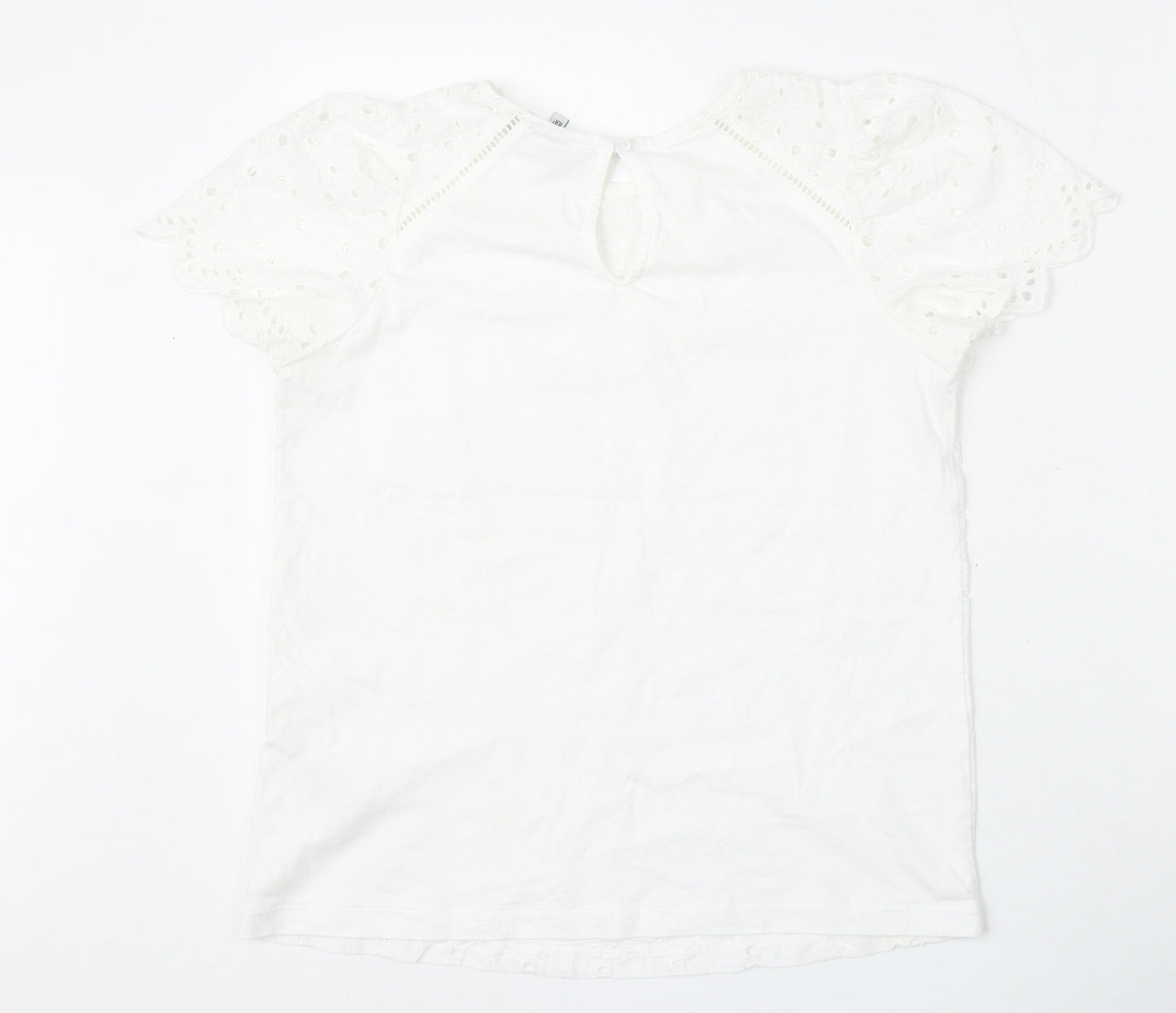 NEXT Womens White  Cotton Basic Blouse Size 10 Round Neck