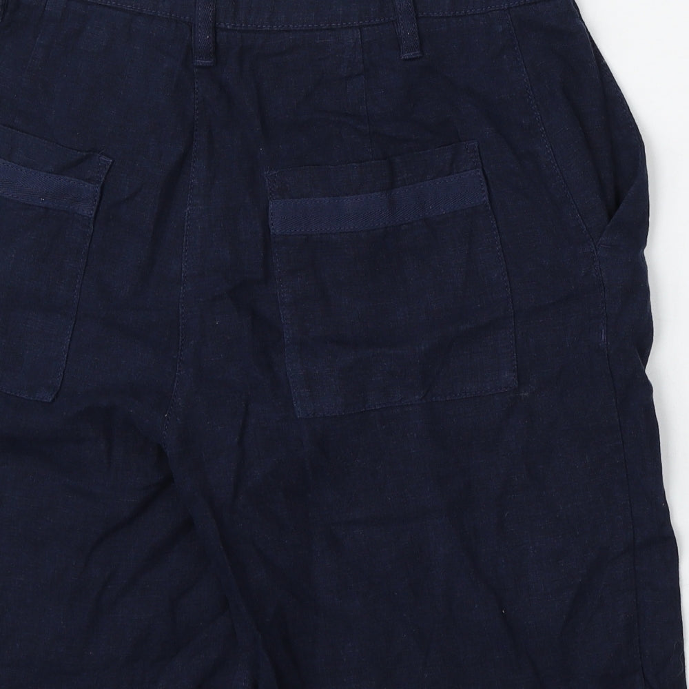 NEXT Womens Blue  Linen Bermuda Shorts Size 8 L9 in Regular Button