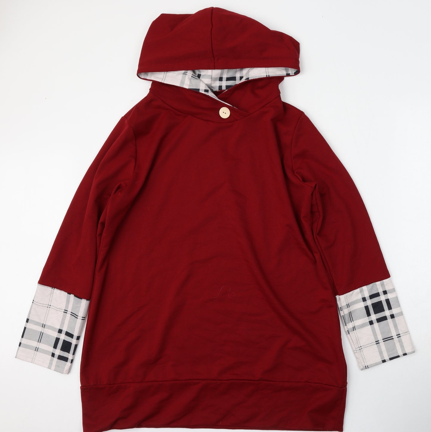 Preworn Womens Red  Cotton Pullover Hoodie Size 28  Button