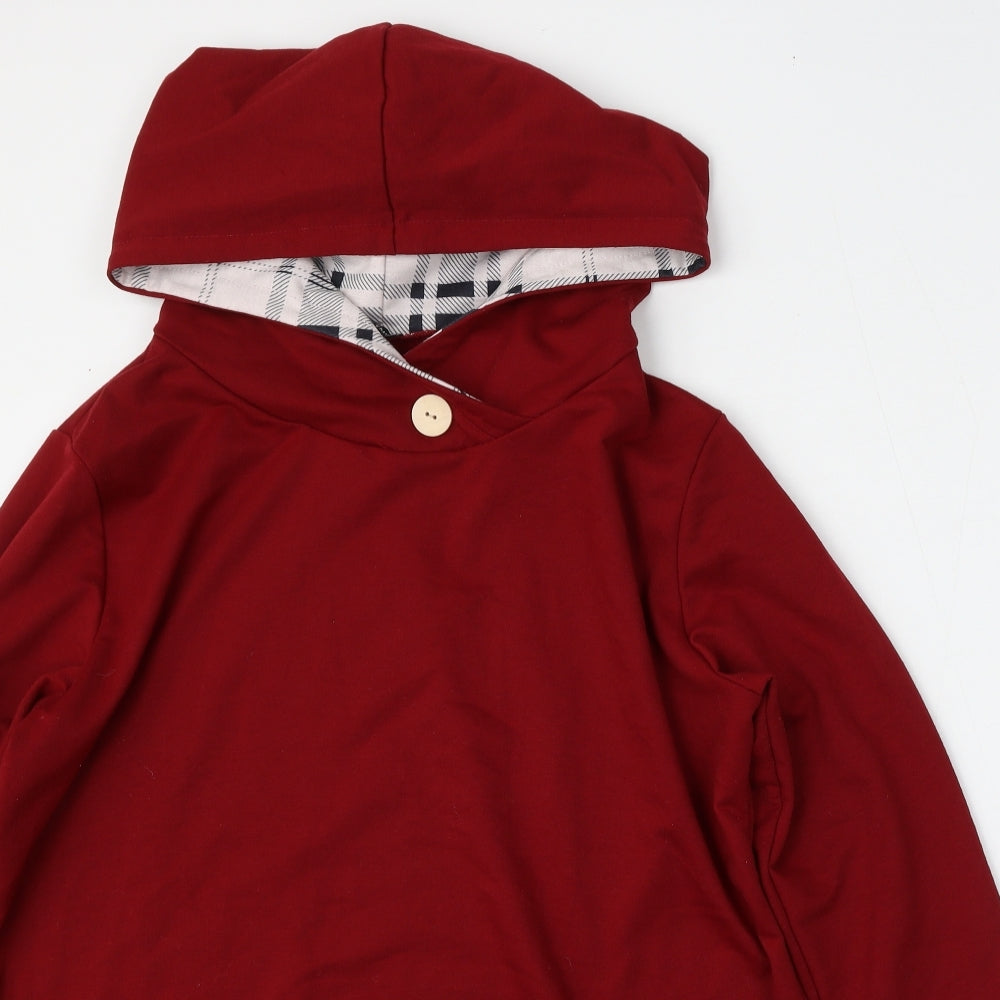 Preworn Womens Red  Cotton Pullover Hoodie Size 28  Button