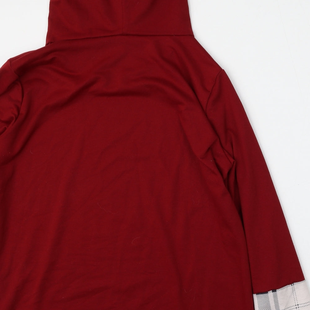Preworn Womens Red  Cotton Pullover Hoodie Size 28  Button