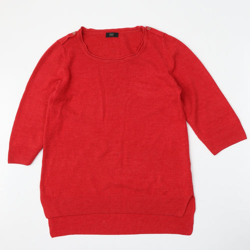 F&F Womens Red Round Neck  Polyester Pullover Jumper Size L