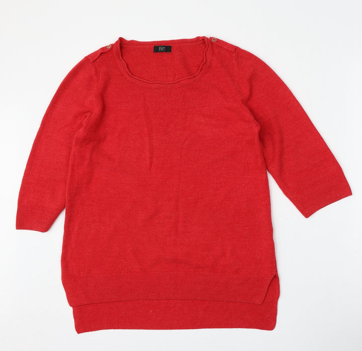 F&F Womens Red Round Neck  Polyester Pullover Jumper Size L