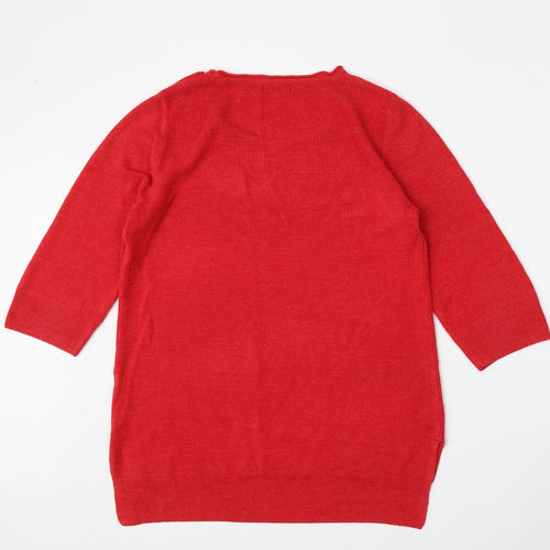 F&F Womens Red Round Neck  Polyester Pullover Jumper Size L