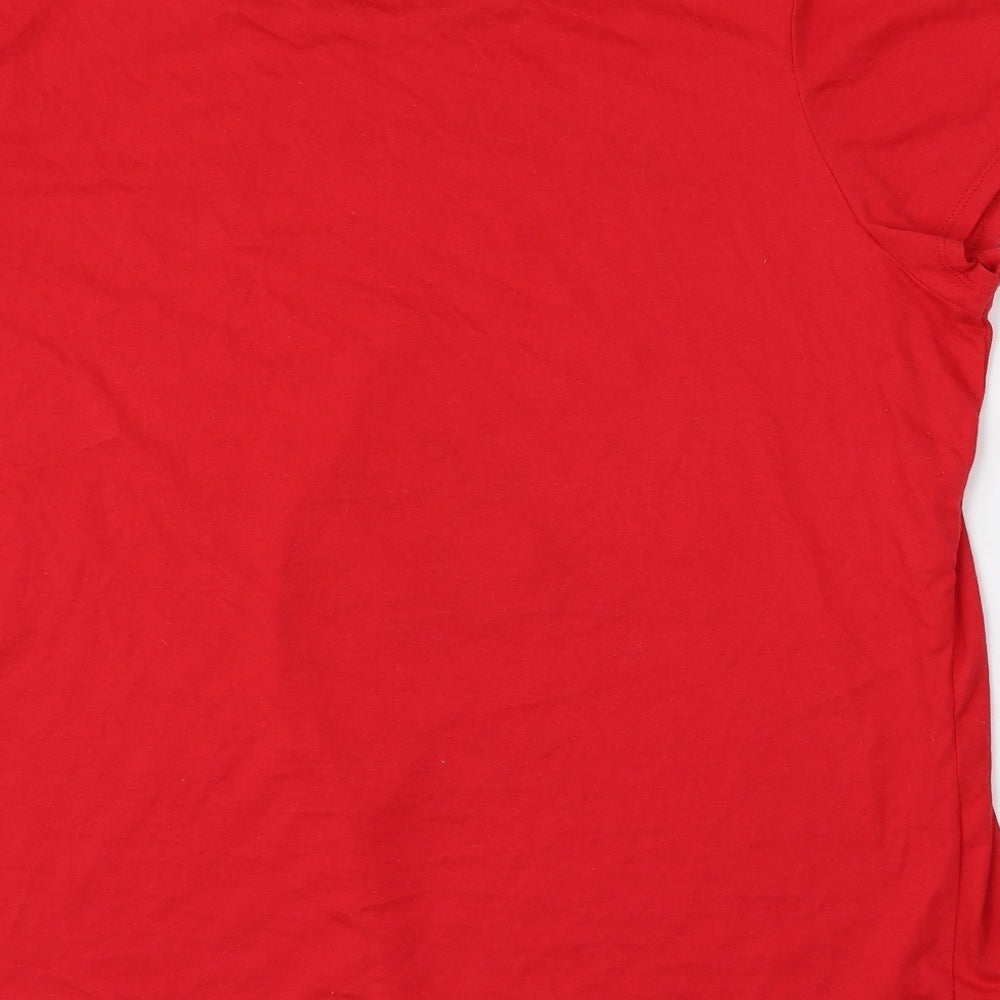 F&F Womens Red  Polyester Basic T-Shirt Size 22 Round Neck - Christmas