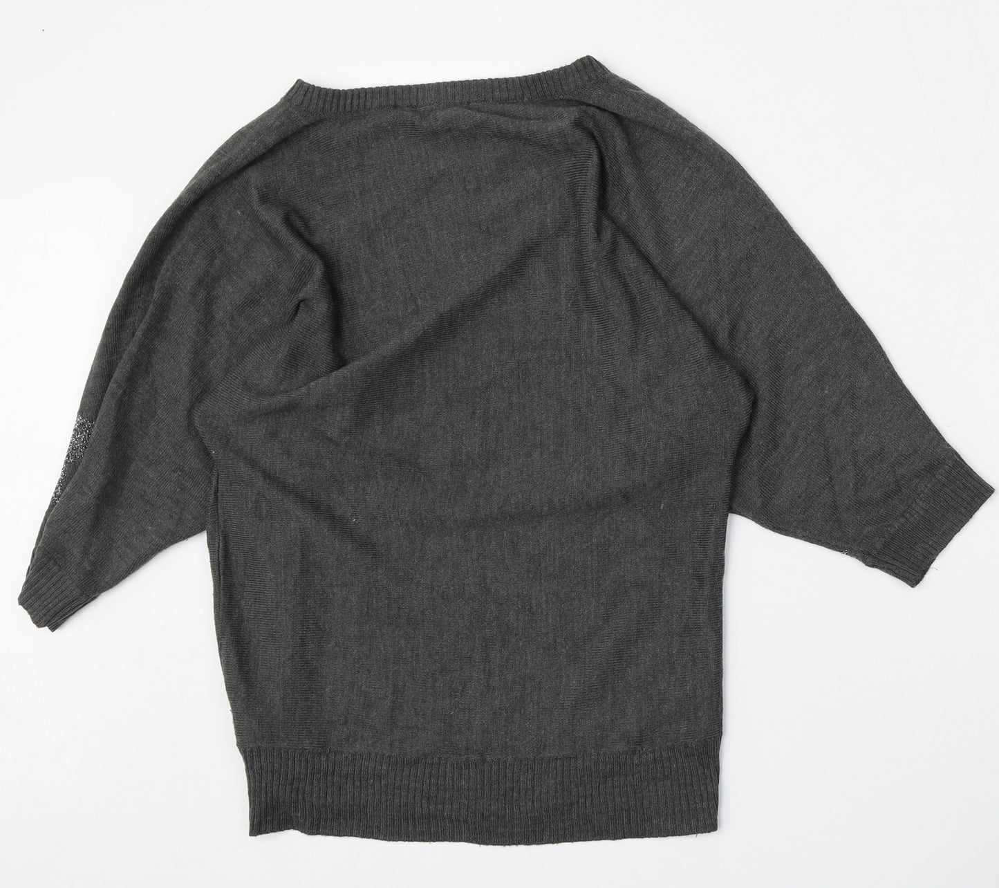 Golddigga Womens Grey Round Neck Geometric Acrylic Pullover Jumper Size 16