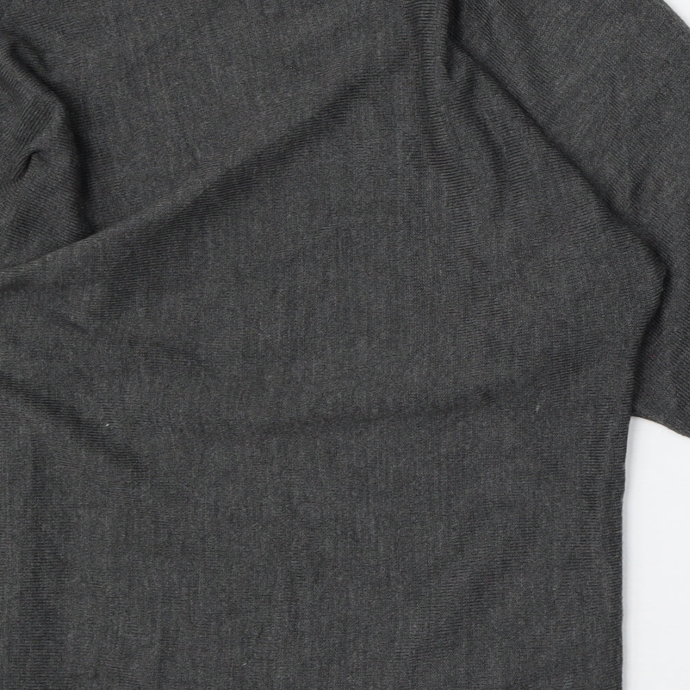 Golddigga Womens Grey Round Neck Geometric Acrylic Pullover Jumper Size 16