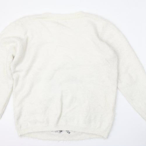 Klass Womens White Round Neck  Polyamide Pullover Jumper Size XL