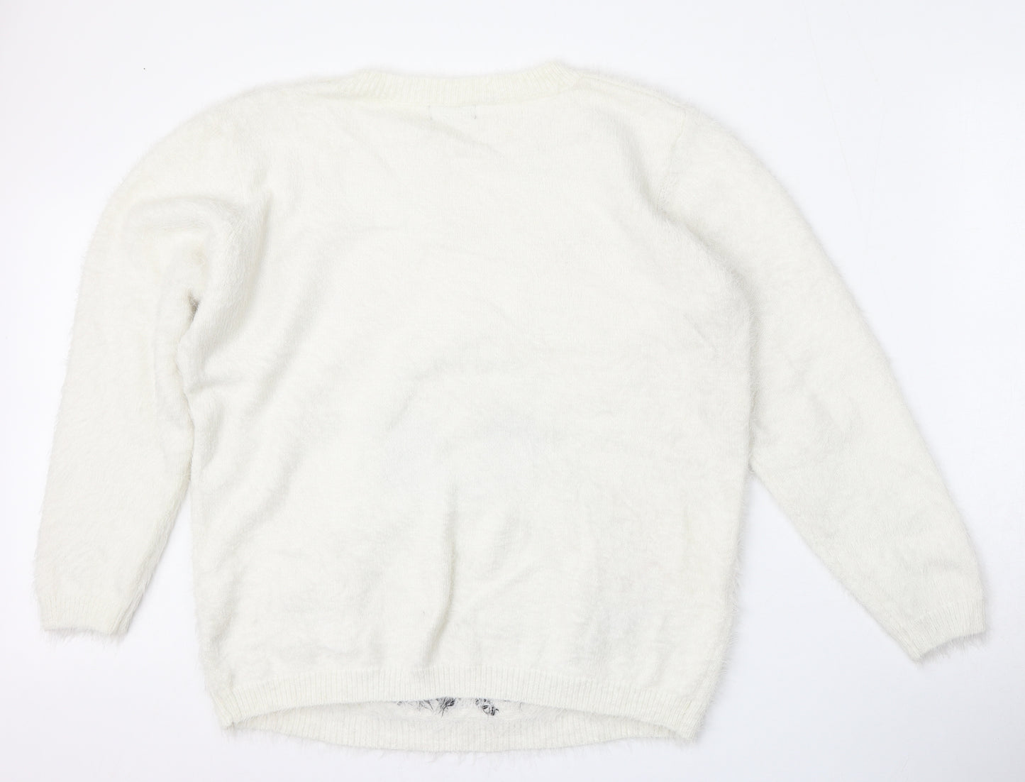 Klass Womens White Round Neck  Polyamide Pullover Jumper Size XL