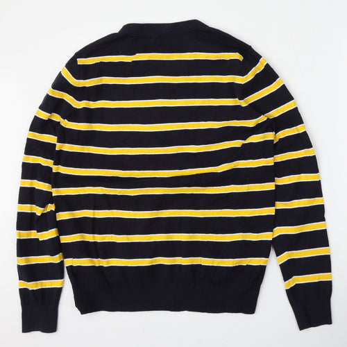 Calvin Klein Mens Blue Round Neck Striped Cotton Pullover Jumper Size L