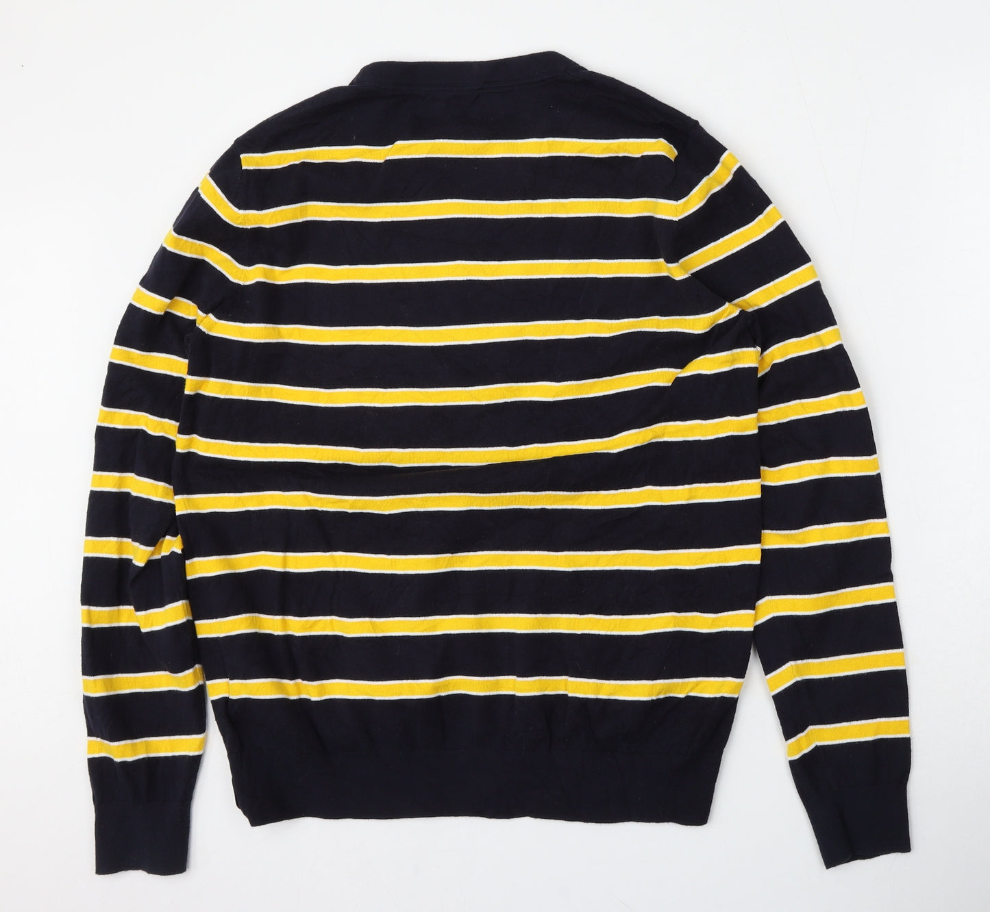 Calvin Klein Mens Blue Round Neck Striped Cotton Pullover Jumper Size L