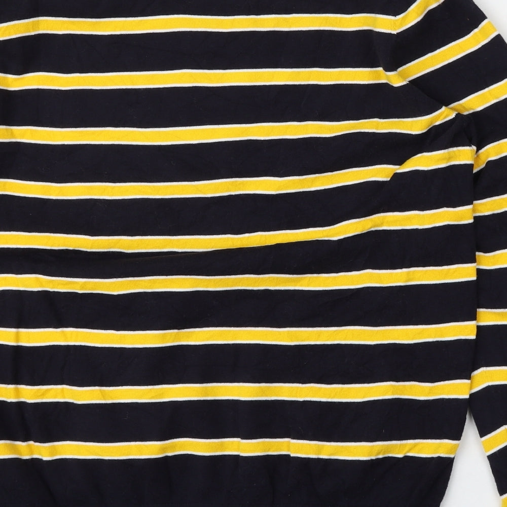 Calvin Klein Mens Blue Round Neck Striped Cotton Pullover Jumper Size L