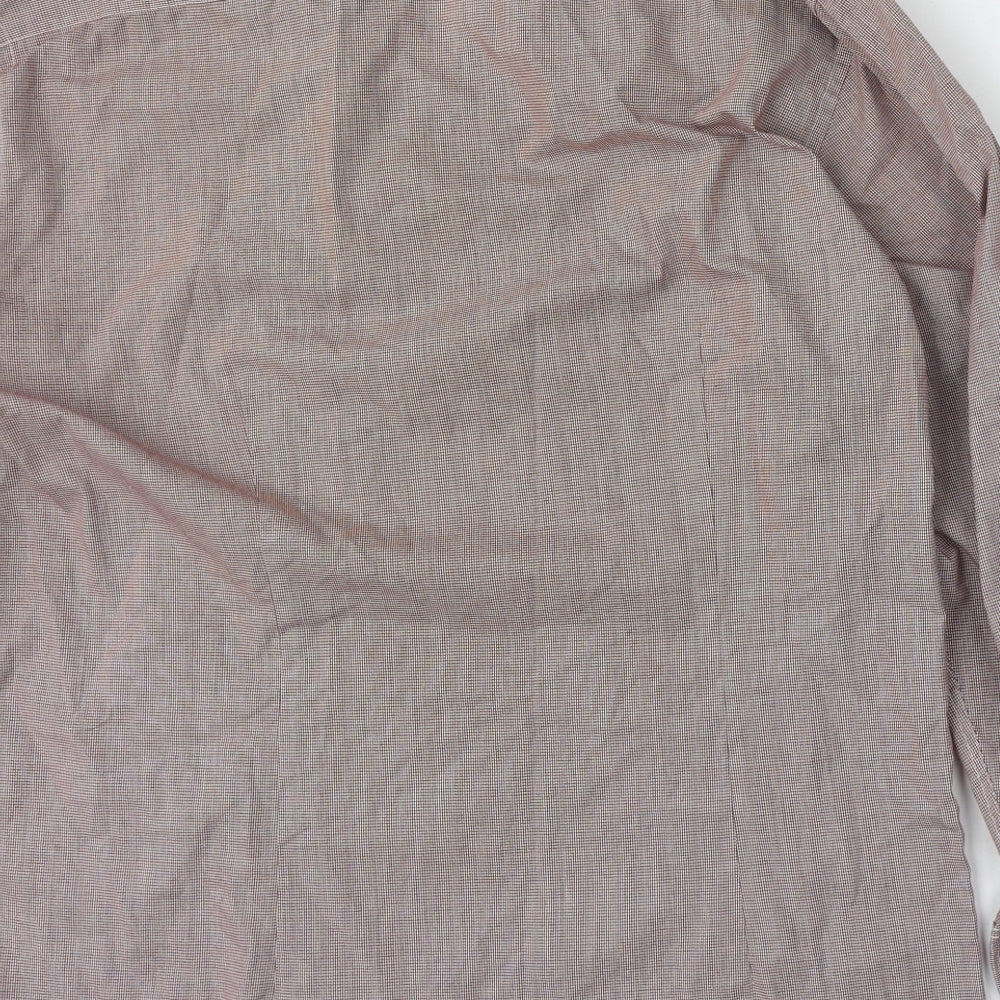 Cedar Wood State Mens Red Check Polyester  Button-Up Size 16.5 Collared Button