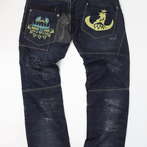 Voi Jeans Mens Blue  Cotton Straight Jeans Size 32 L34 in Regular Button