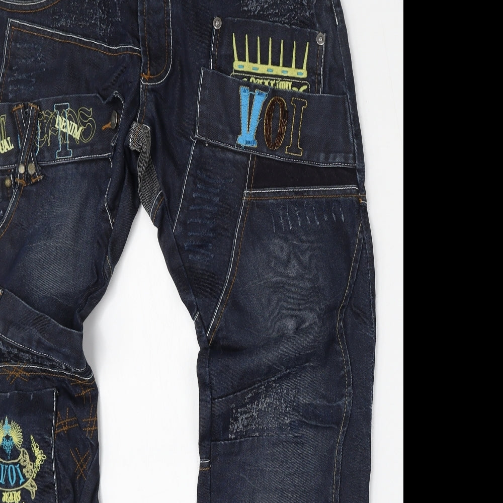 Voi Jeans Mens Blue  Cotton Straight Jeans Size 32 L34 in Regular Button
